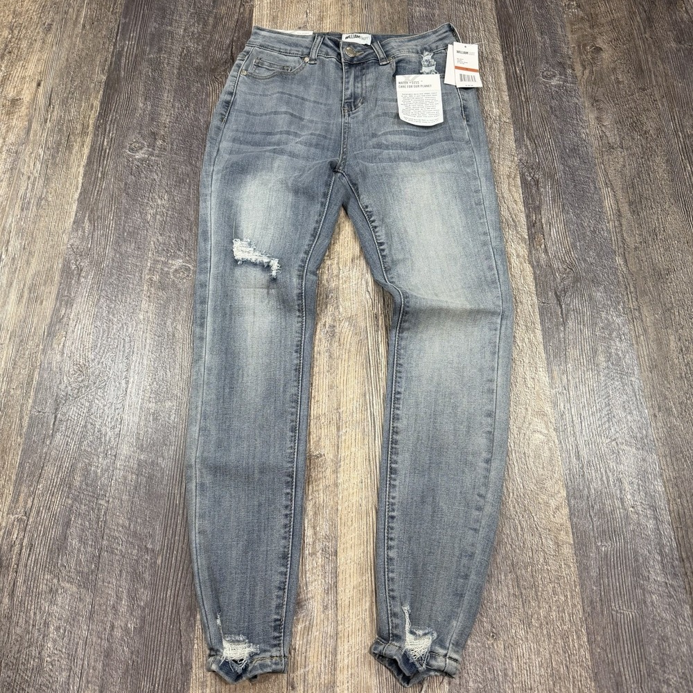 William Rast Skinny Blue Jeans Womens 25 Sculpted High Rise Ankle Distressed NWT